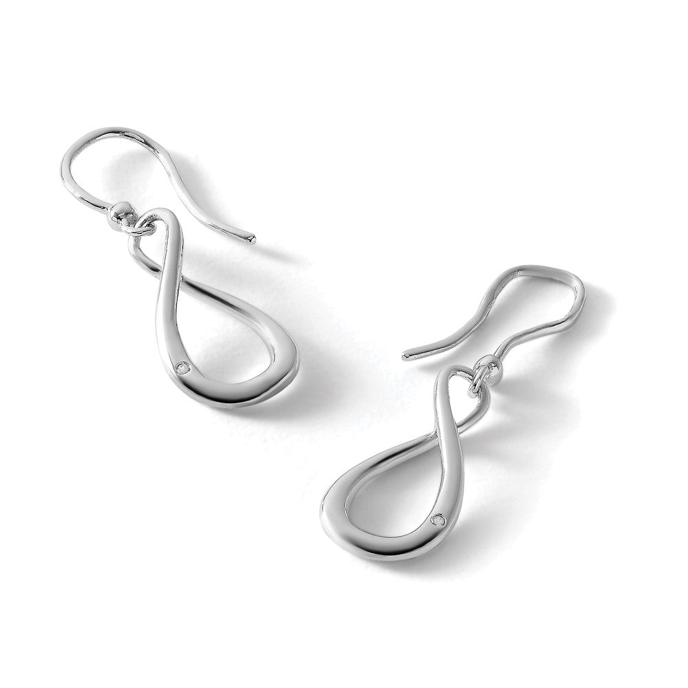 Sterling Silver RH Plated White Ice .01ct. Diamond Earrings