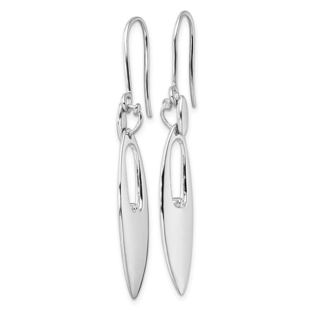 Sterling Silver RH Plated White Ice .01ct. Diamond Dangle Earrings