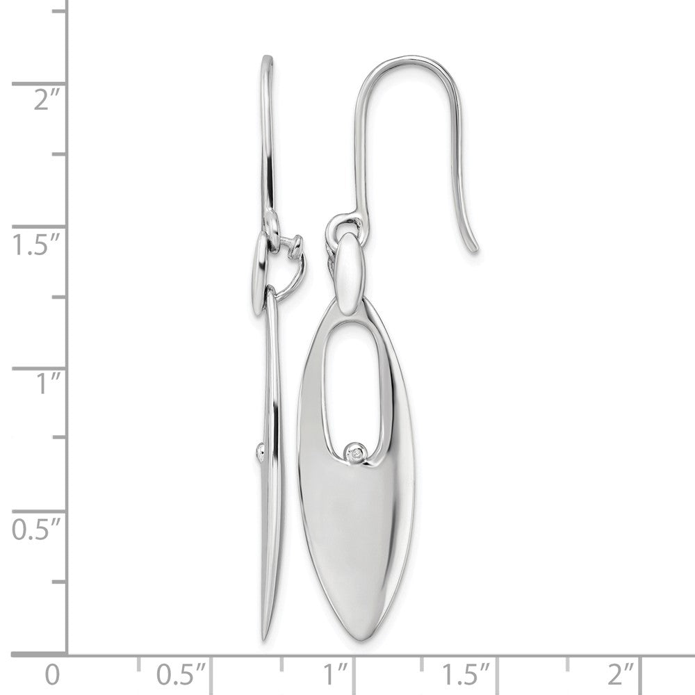 Sterling Silver RH Plated White Ice .01ct. Diamond Dangle Earrings