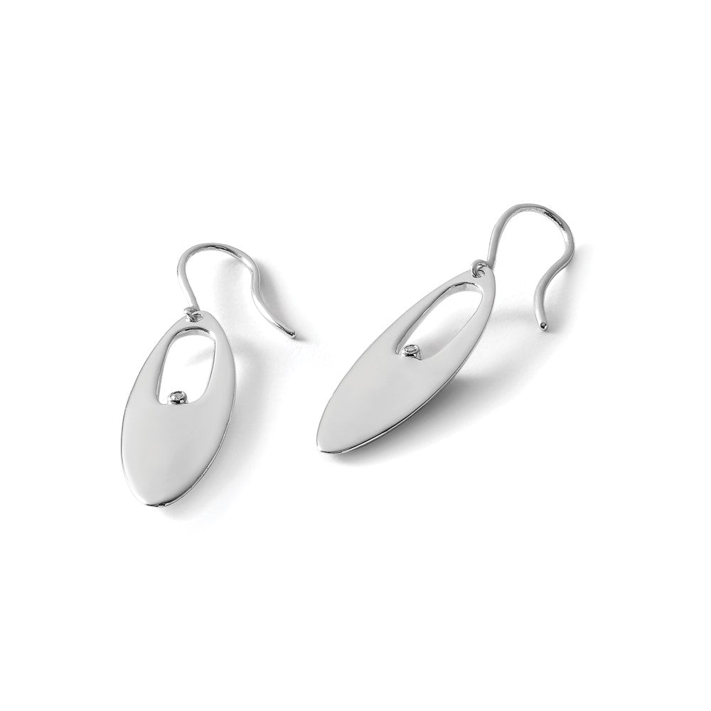 Sterling Silver RH Plated White Ice .01ct. Diamond Dangle Earrings