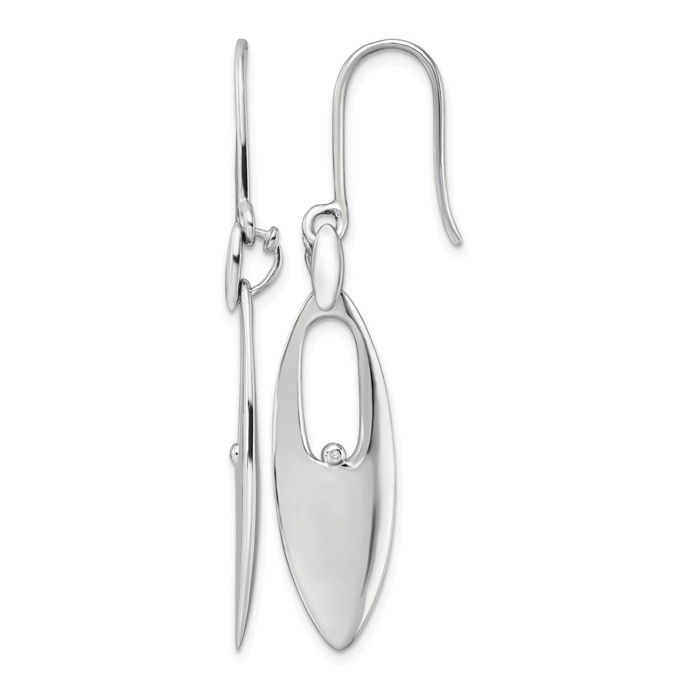 Sterling Silver RH Plated White Ice .01ct. Diamond Dangle Earrings