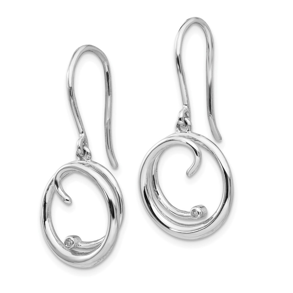 Sterling Silver RH Plated White Ice .01ct. Diamond DangleEarrings