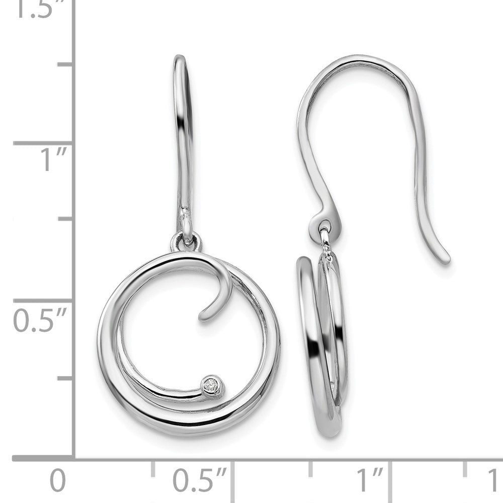 Sterling Silver RH Plated White Ice .01ct. Diamond DangleEarrings
