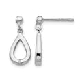 Sterling Silver RH Plated White Ice .01ct. Diamond Teardrop Dangle Earrings