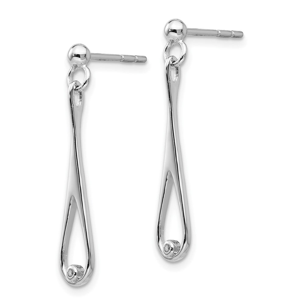 Sterling Silver RH Plated White Ice .01ct. Diamond Dangle Earrings