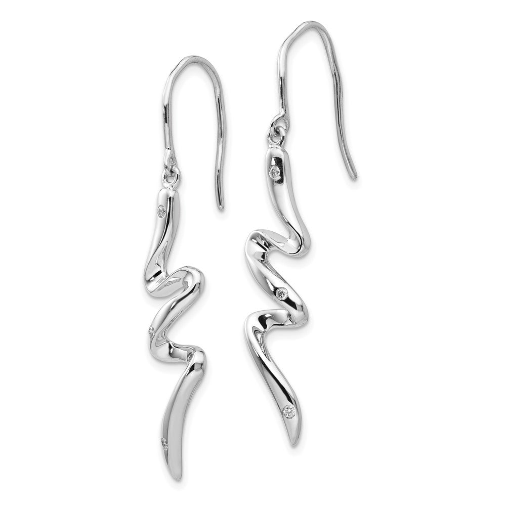Sterling Silver RH Plated White Ice .05ct. Diamond Earrings