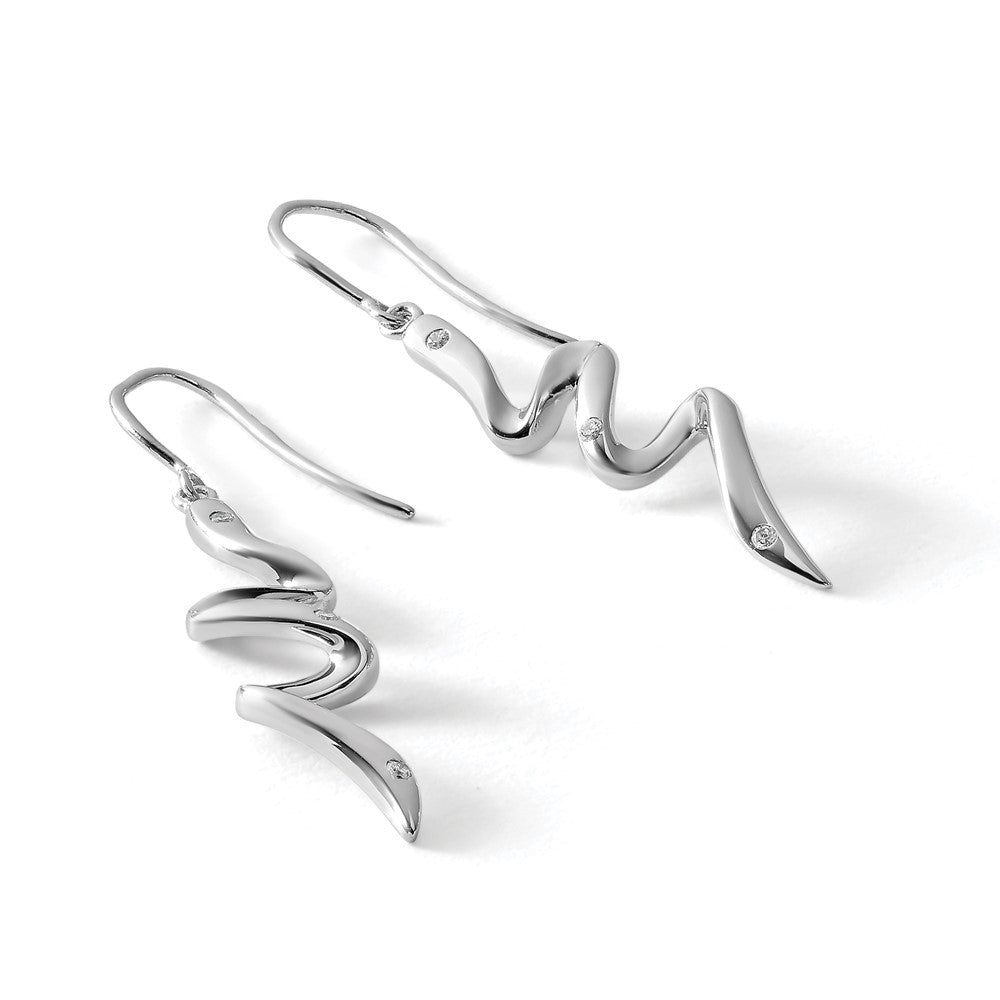 Sterling Silver RH Plated White Ice .05ct. Diamond Earrings