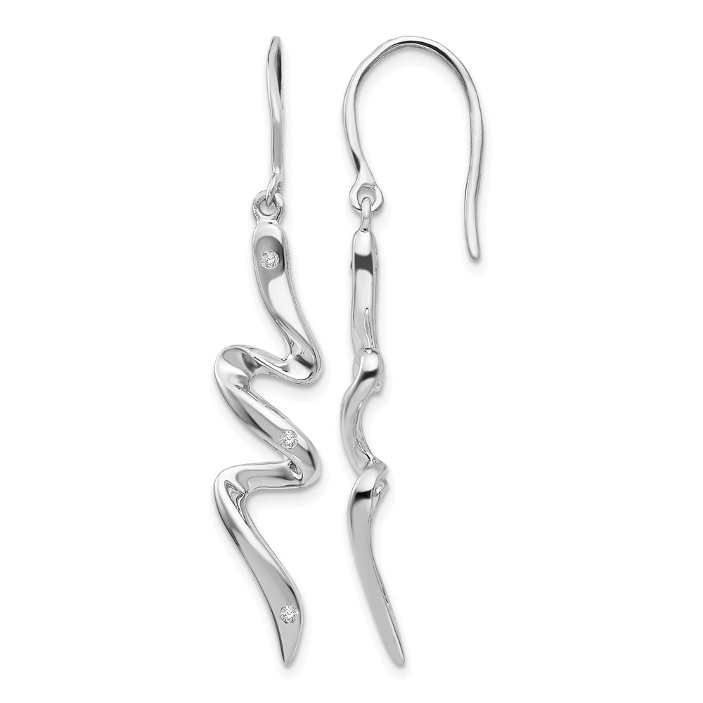 Sterling Silver RH Plated White Ice .05ct. Diamond Earrings