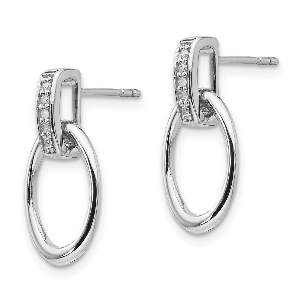White Ice Sterling Silver RH Plated .05ct. Dia. Oval Dangle Earrings