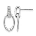 White Ice Sterling Silver RH Plated .05ct. Dia. Oval Dangle Earrings