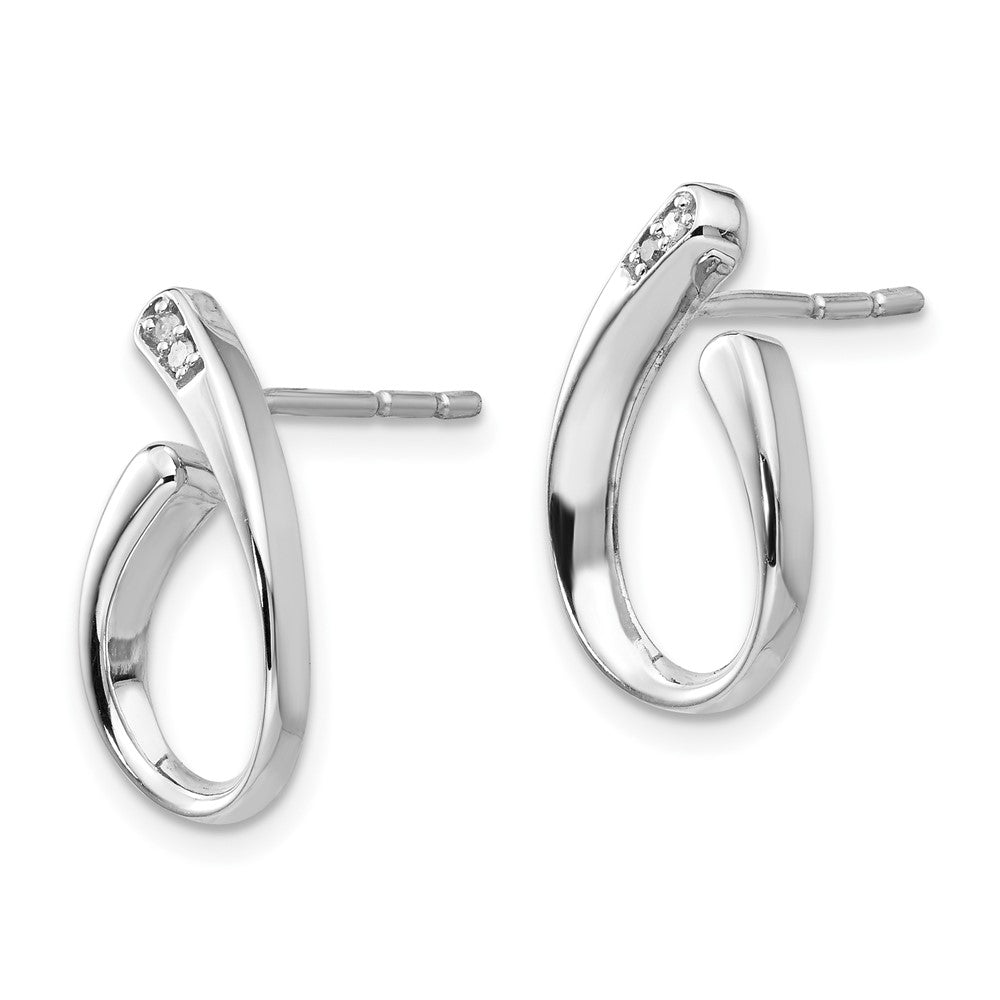 Sterling Silver RH Plated White Ice .02ct. Diamond Earrings