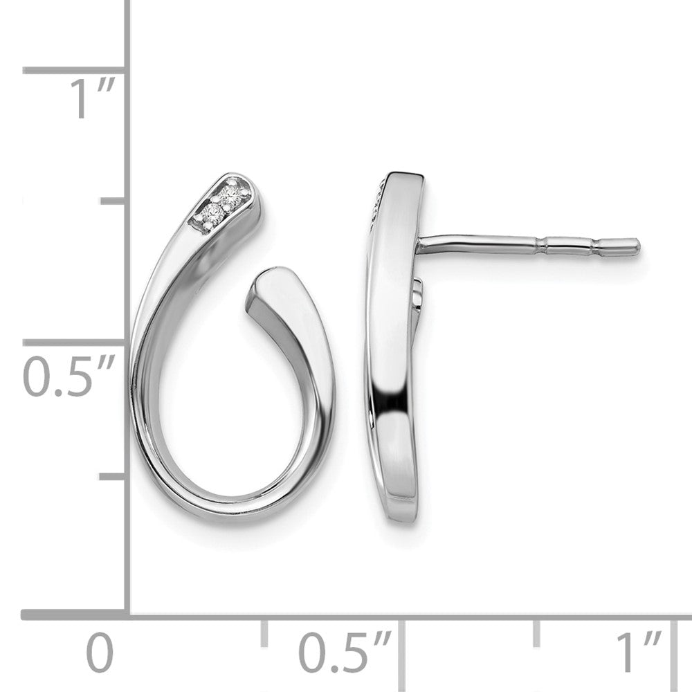 Sterling Silver RH Plated White Ice .02ct. Diamond Earrings