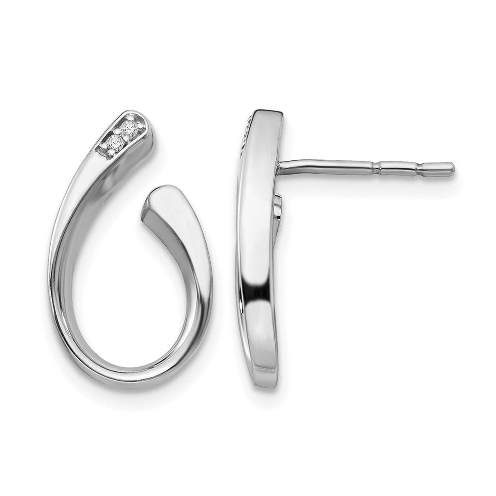 Sterling Silver RH Plated White Ice .02ct. Diamond Earrings