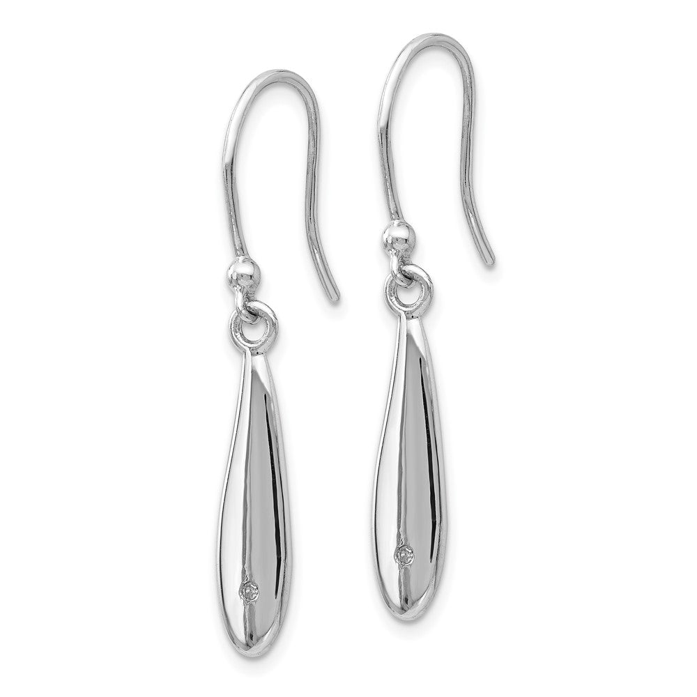 Sterling Silver RH Plated White Ice .01ct. Diamond Dangle Earrings