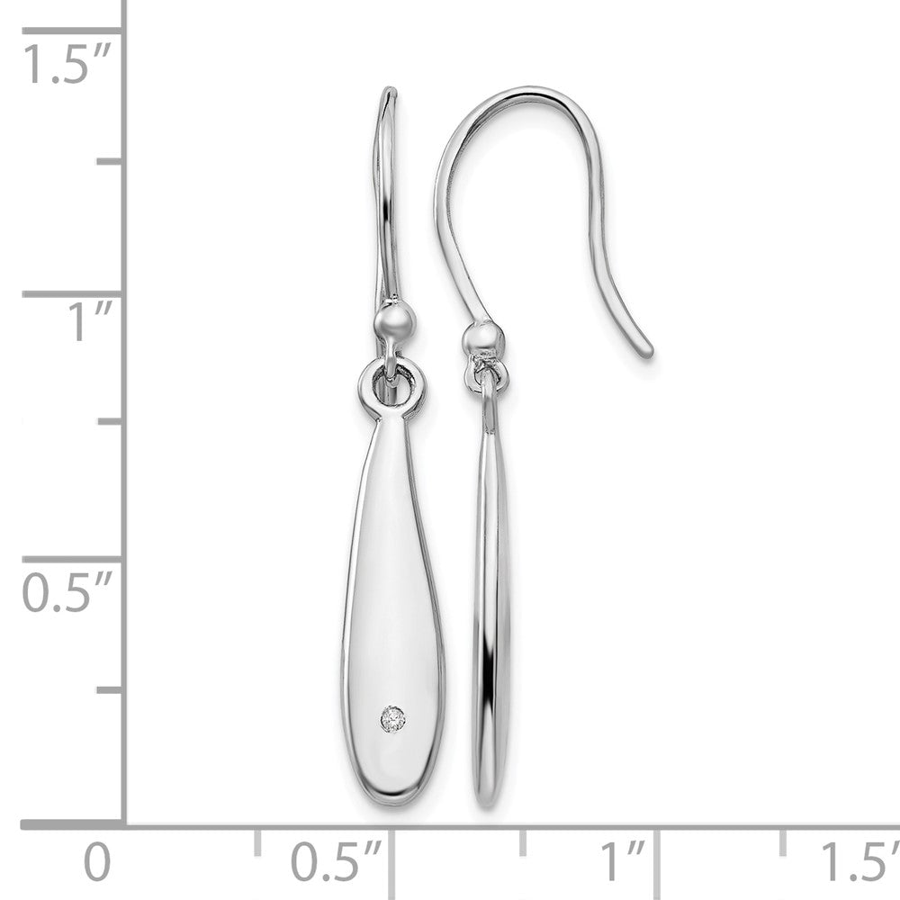 Sterling Silver RH Plated White Ice .01ct. Diamond Dangle Earrings