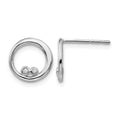 Sterling Silver RH Plated White Ice .03ct. Diamond Circle Earrings