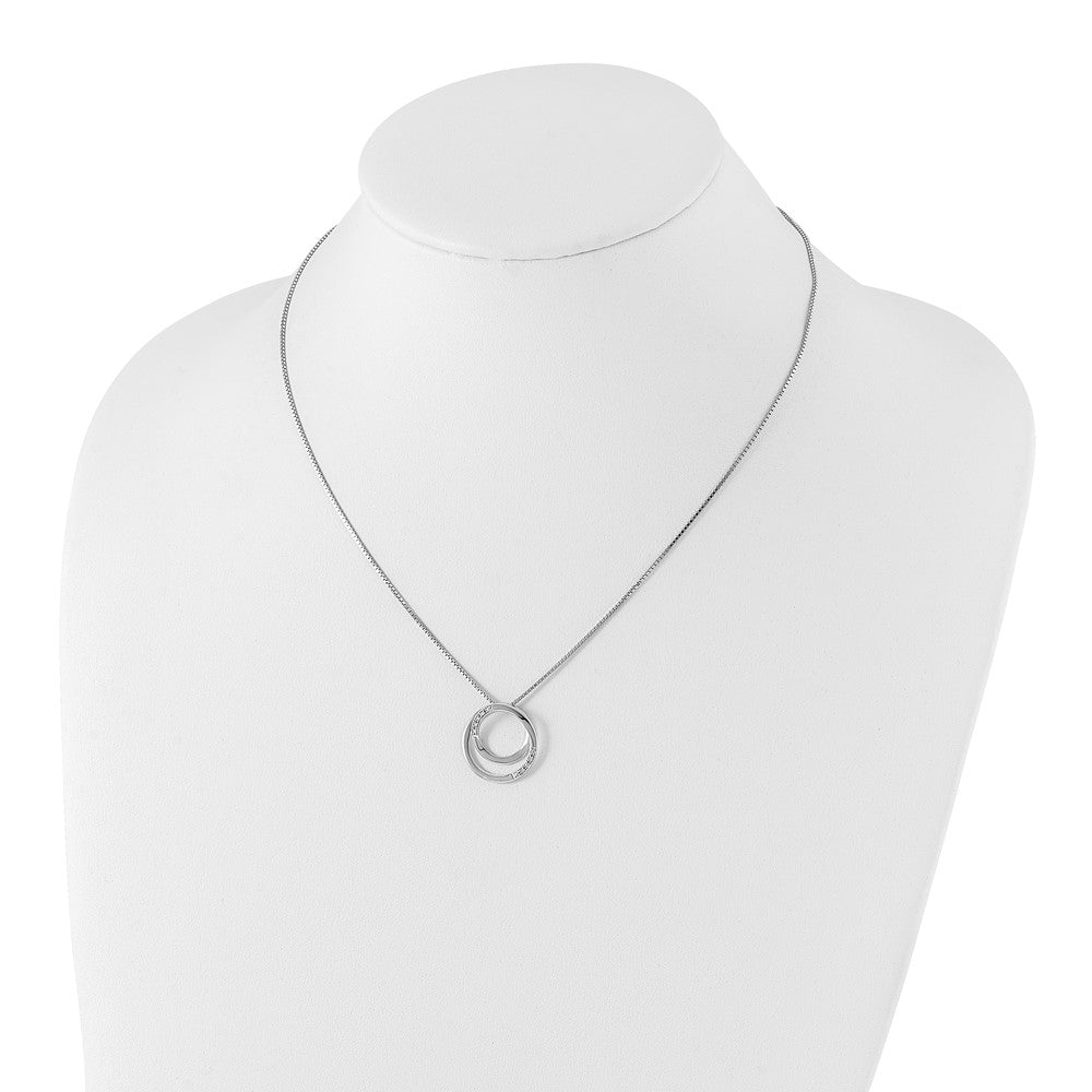 Sterling Silver RH Plated White Ice .02ct. Diamond Circle Necklace