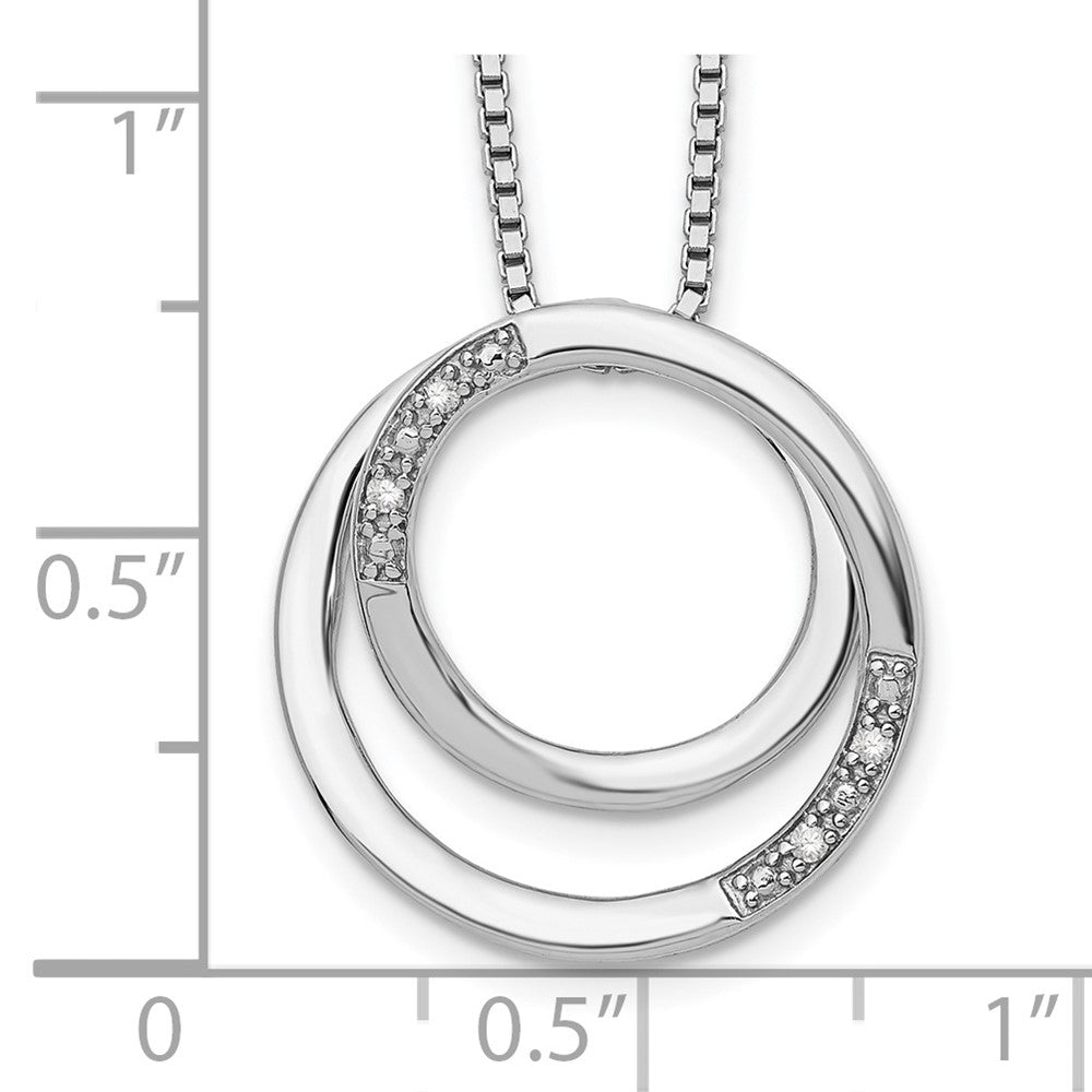 Sterling Silver RH Plated White Ice .02ct. Diamond Circle Necklace