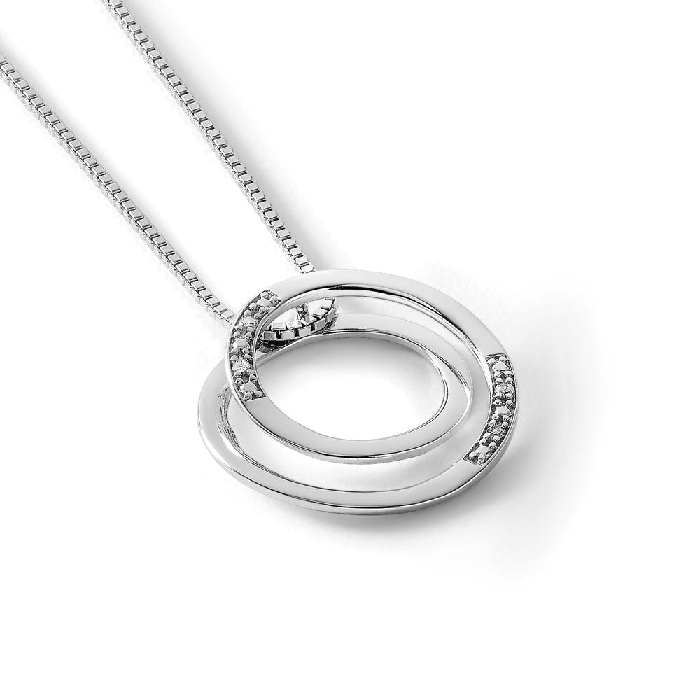 Sterling Silver RH Plated White Ice .02ct. Diamond Circle Necklace