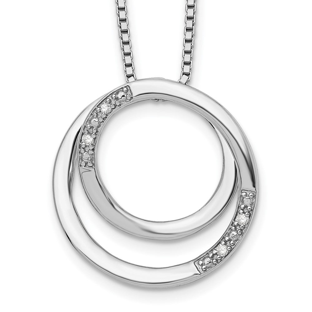 Sterling Silver RH Plated White Ice .02ct. Diamond Circle Necklace