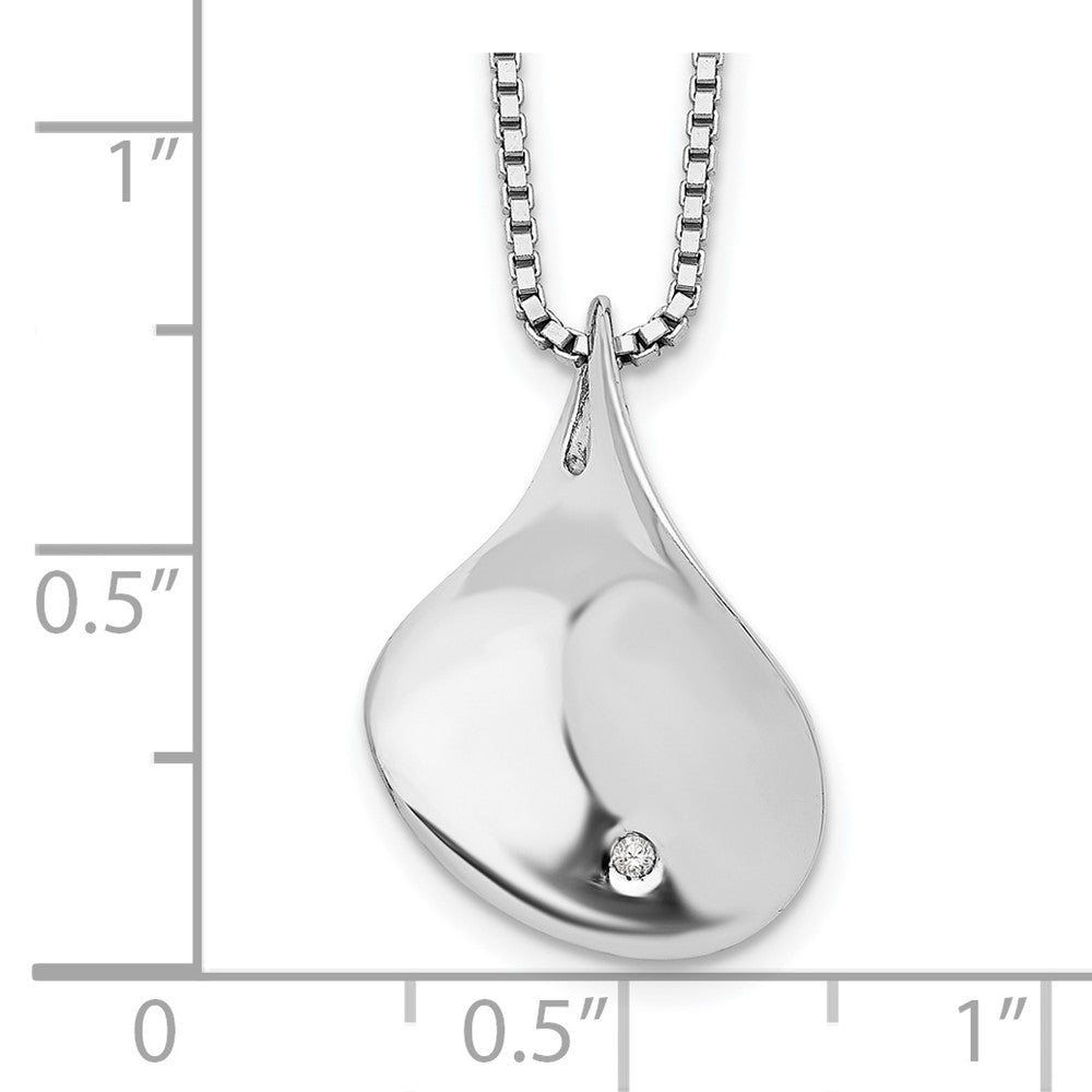 Sterling Silver RH Plated White Ice .01ct. Diamond Necklace