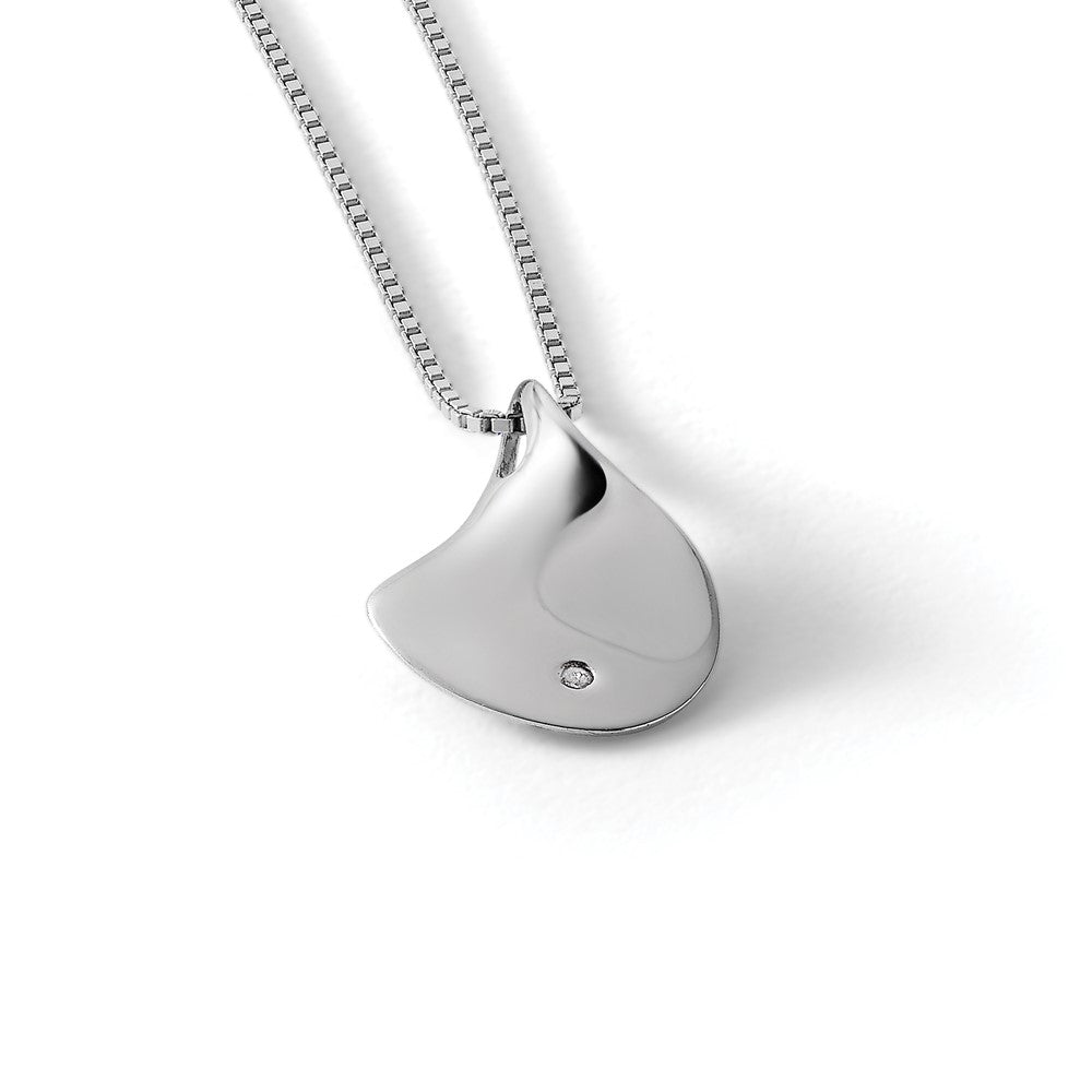 Sterling Silver RH Plated White Ice .01ct. Diamond Necklace