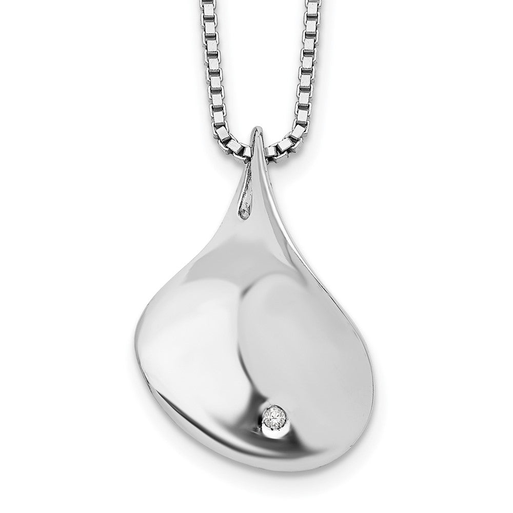 Sterling Silver RH Plated White Ice .01ct. Diamond Necklace