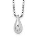 Sterling Silver RH Plated White Ice .01ct. Dia. Teardrop Necklace