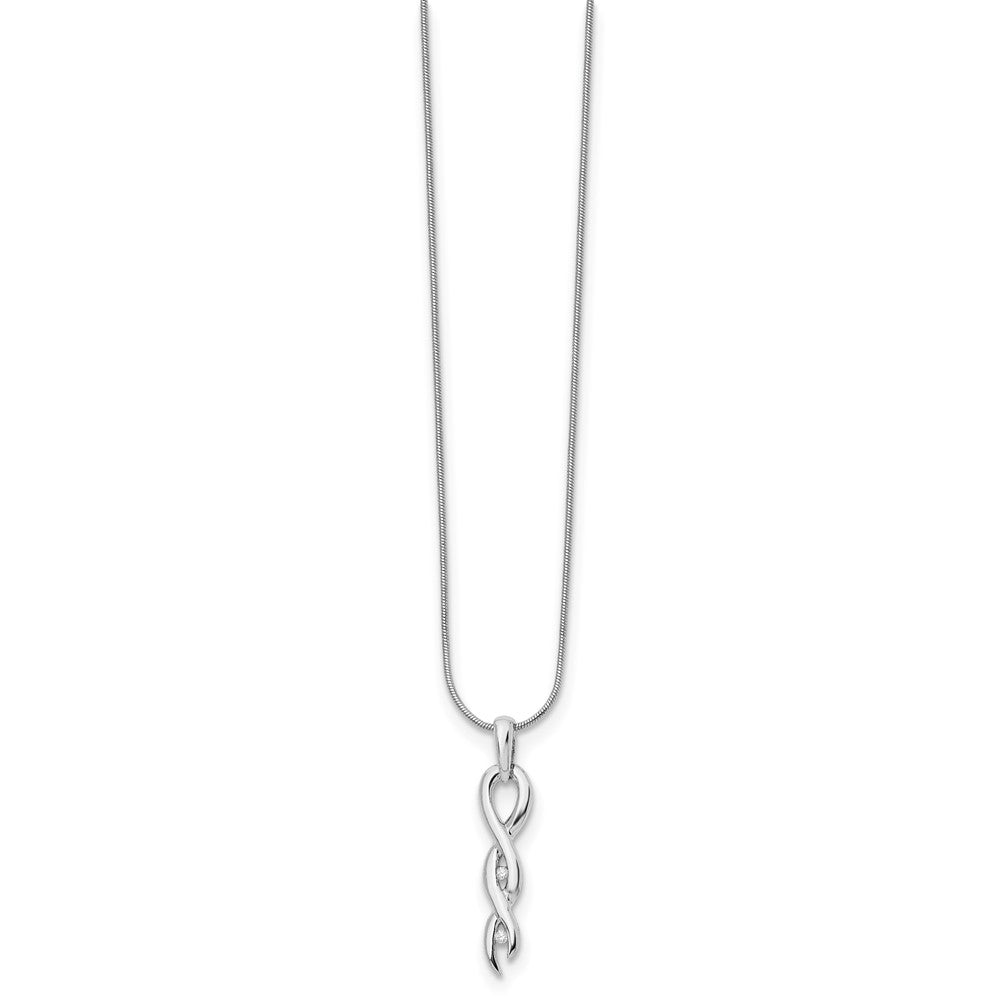 Sterling Silver RH Plated White Ice .05ct. Diamond Twist Necklace