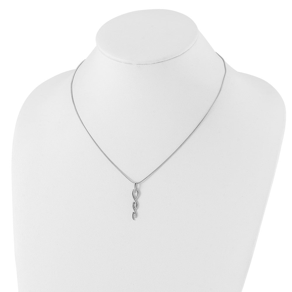 Sterling Silver RH Plated White Ice .05ct. Diamond Twist Necklace