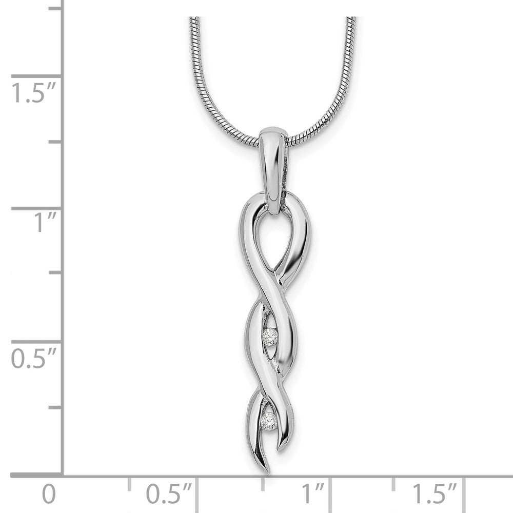 Sterling Silver RH Plated White Ice .05ct. Diamond Twist Necklace