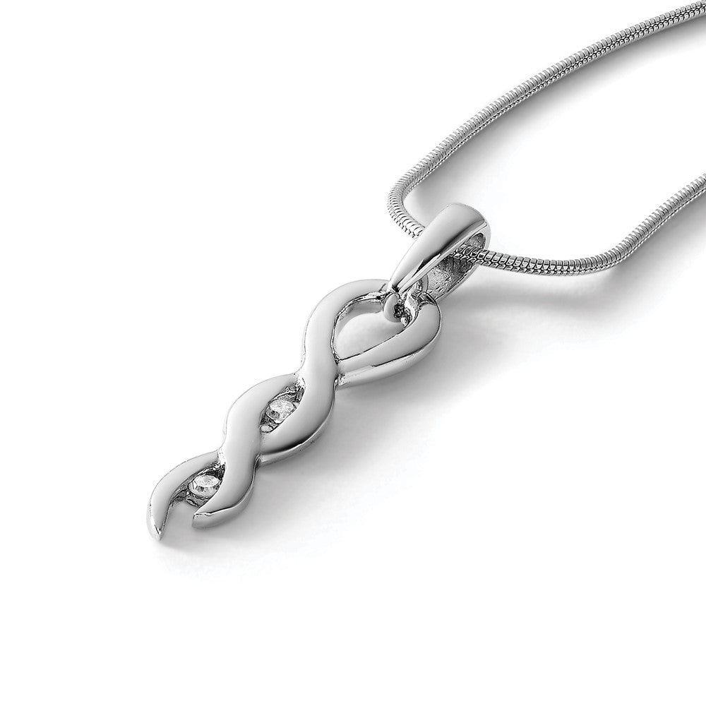 Sterling Silver RH Plated White Ice .05ct. Diamond Twist Necklace