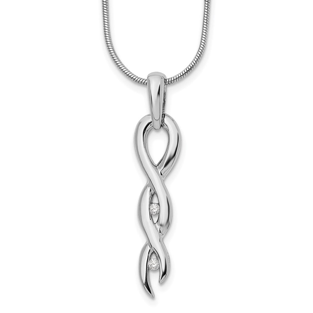 Sterling Silver RH Plated White Ice .05ct. Diamond Twist Necklace