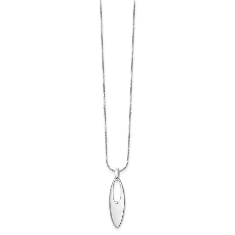 Sterling Silver RH Plated White Ice .01ct. Diamond Necklace
