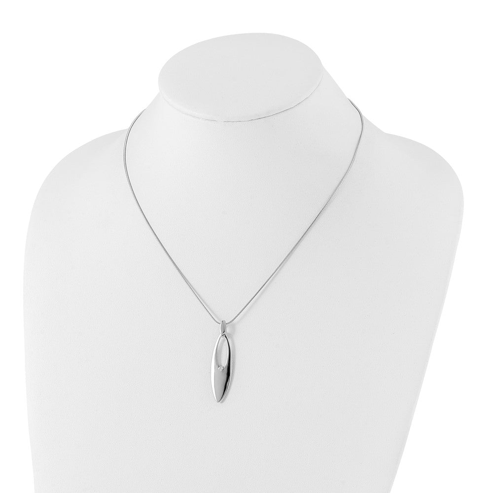 Sterling Silver RH Plated White Ice .01ct. Diamond Necklace