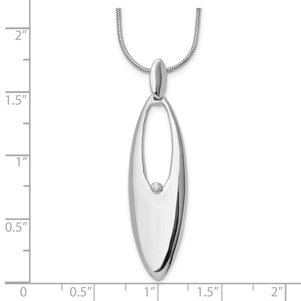 Sterling Silver RH Plated White Ice .01ct. Diamond Necklace