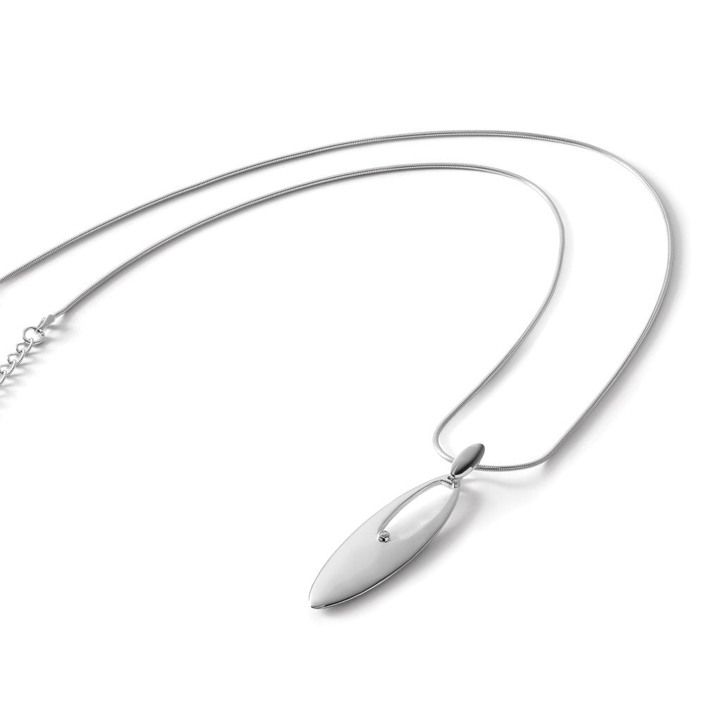 Sterling Silver RH Plated White Ice .01ct. Diamond Necklace
