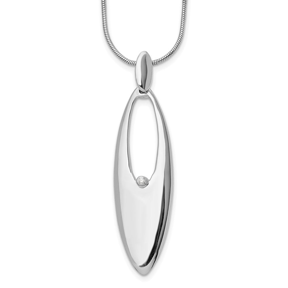 Sterling Silver RH Plated White Ice .01ct. Diamond Necklace
