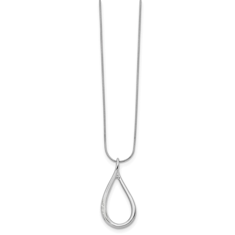 Sterling Silver RH Plated White Ice .015ct. Diamond Necklace