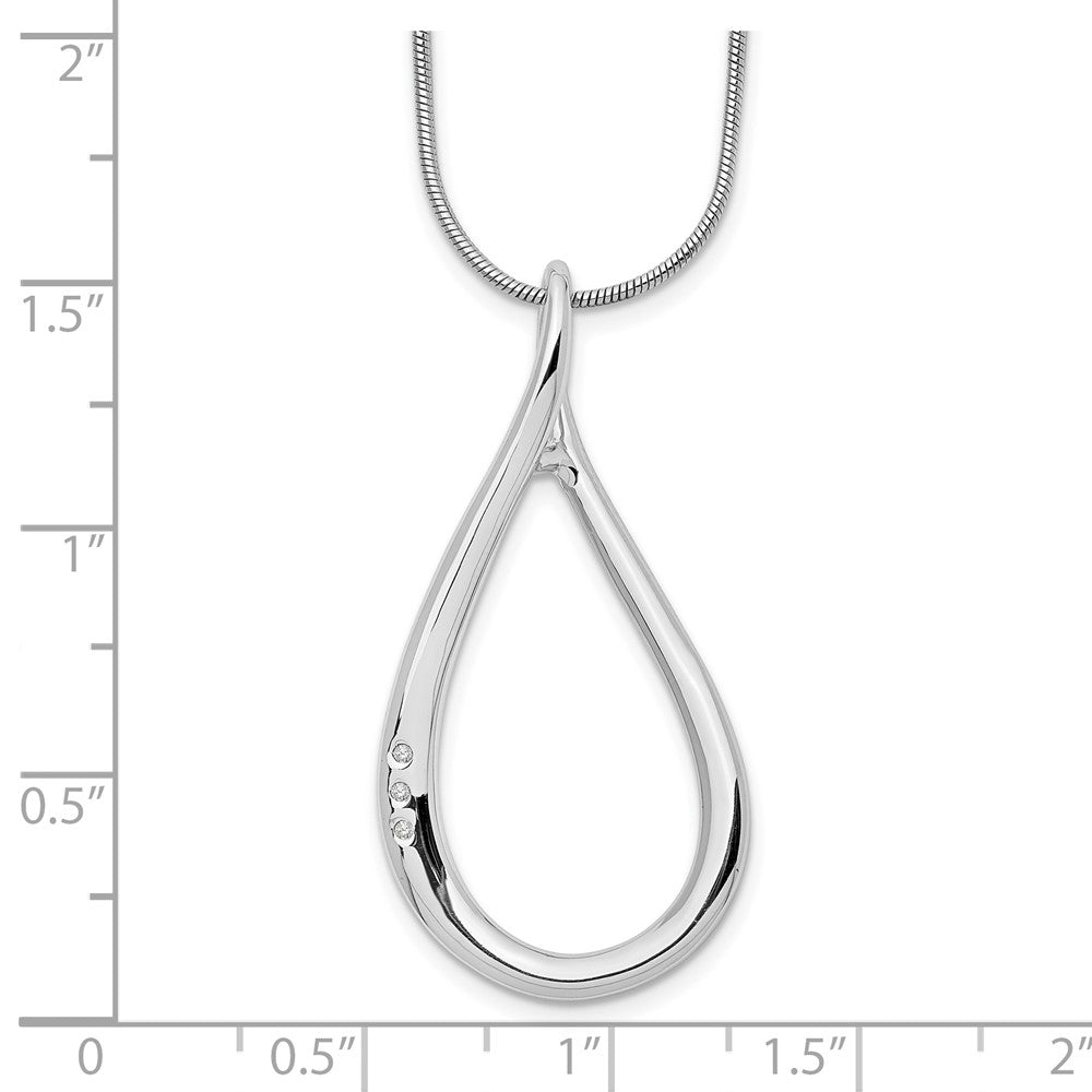 Sterling Silver RH Plated White Ice .015ct. Diamond Necklace
