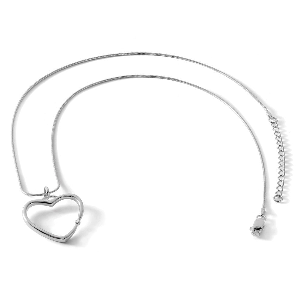 Sterling Silver RH Plated White Ice .01ct. Diamond Heart Necklace