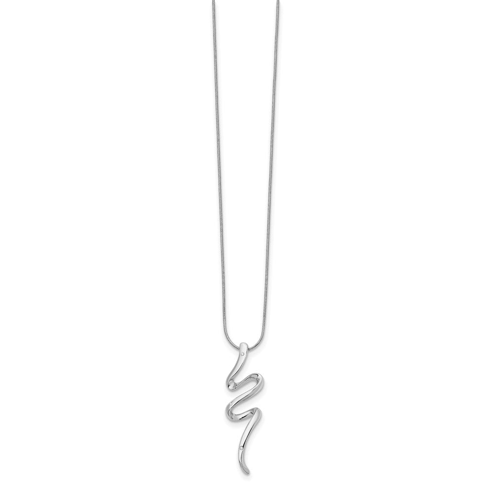 Sterling Silver RH Plated White Ice .025ct. Diamond Necklace