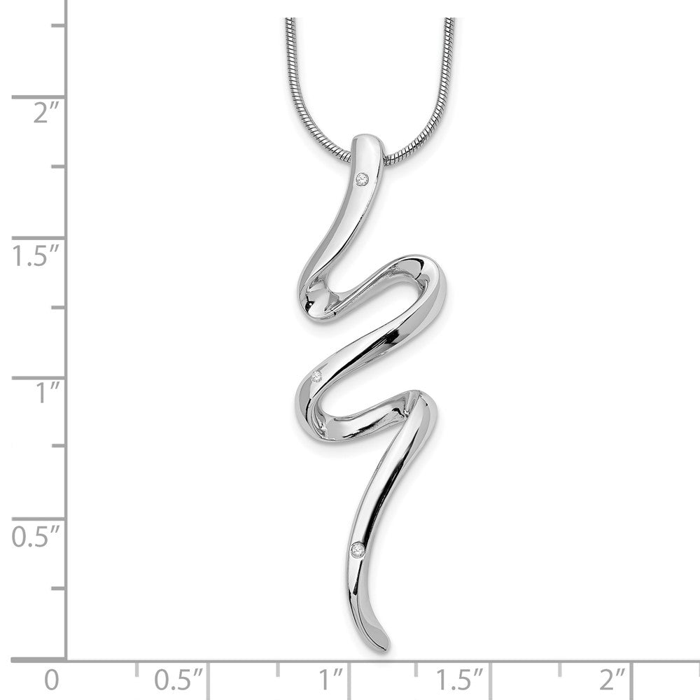 Sterling Silver RH Plated White Ice .025ct. Diamond Necklace