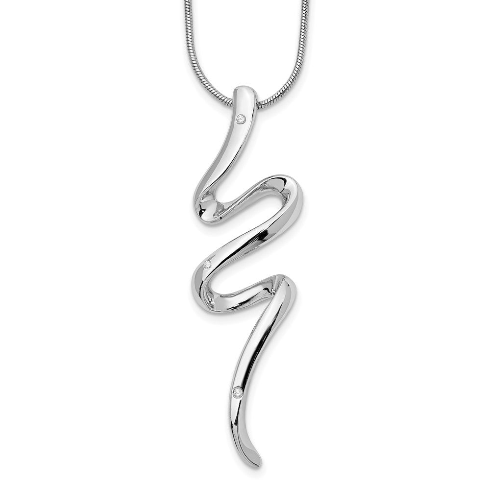 Sterling Silver RH Plated White Ice .025ct. Diamond Necklace