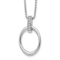 Sterling Silver RH Plated White Ice .04ct. Diamond Oval Necklace