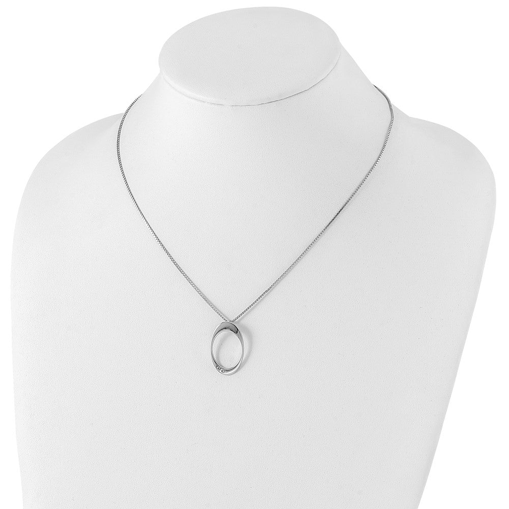 Sterling Silver RH Plated White Ice .015ct. Diamond Necklace