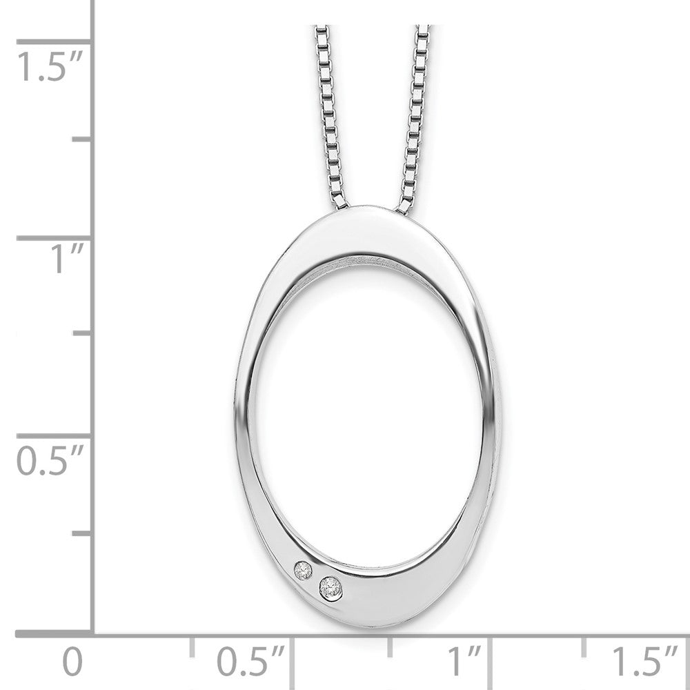 Sterling Silver RH Plated White Ice .015ct. Diamond Necklace