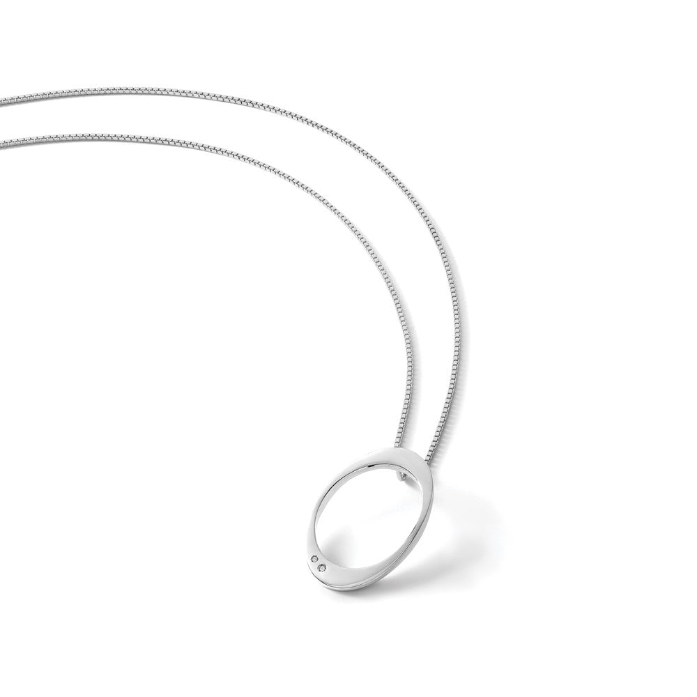 Sterling Silver RH Plated White Ice .015ct. Diamond Necklace