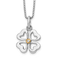 Sterling Silver RH Plated White Ice Gold-Tone Dia. Hearts Necklace