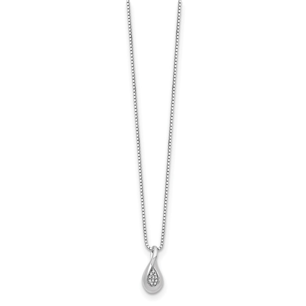 Sterling Silver RH Plated White Ice .04ct. Diamond Necklace